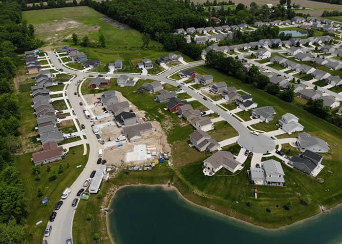 Drone photo of Fuller's Landing neighborhood