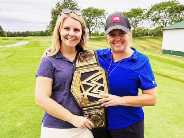 Hailie with championship belt and Christine from Jack Laurie